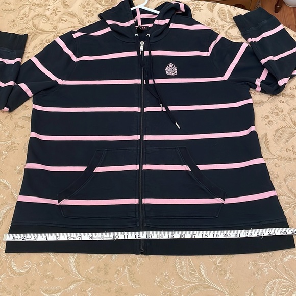 Lauren Ralph Lauren Black Label Zip Up Jacket Black /Pink Hooded size 2 XL - Picture 12 of 12